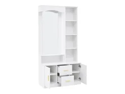 Roupeiro com espelho, 2 gavetas e 2 portas - Branco 90 x 40 x 180 cm