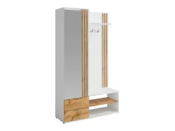 Roupeiro com espelho e arrumação - Branco e Natural - JANAKIA