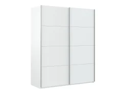 Roupeiro Dmace, Roupeiro de quarto com 2 portas de correr, Armário com varão e 2 prateleiras, 150x60h200 cm, Branco