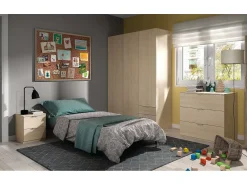Roupeiro Dnespol, Roupeiro de quarto com 3 portas e 3 gavetas, Armário com 3 prateleiras e varão, 121x52h180 cm, Carvalho