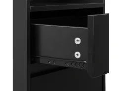 Roupeiro preto com 3 gavetas, 1 porta, 4 ganchos e painel perfurado, 100 x 35 x 180 cm