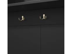 Roupeiro preto com 3 portas, sapateira e 6 ganchos, simples e versátil 120×40×191 cm