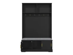 Roupeiro preto com 3 portas, sapateira e 6 ganchos, simples e versátil 120×40×191 cm