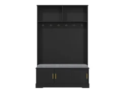 Roupeiro preto com 3 portas, sapateira e 6 ganchos, simples e versátil 120×40×191 cm