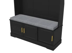 Roupeiro preto com 3 portas, sapateira e 6 ganchos, simples e versátil 120×40×191 cm