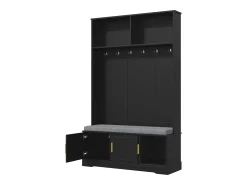 Roupeiro preto com 3 portas, sapateira e 6 ganchos, simples e versátil 120×40×191 cm