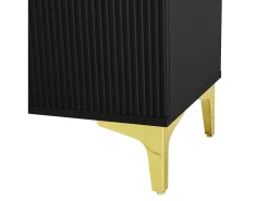 Roupeiro preto com 2 portas, sapateira e almofada, ganchos, pés dourados 60,5x35,2x180,5cm