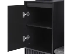 Roupeiro preto com 1 porta, 2 gavetas, 4 ganchos e 1 banco 100 x 35 x 180 cm