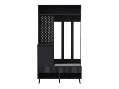 Roupeiro preto com 1 porta, 2 gavetas, 4 ganchos e 1 banco 100 x 35 x 180 cm