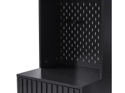 Roupeiro preto com 2 portas, 1 gaveta, 4 ganchos e 1 banco, 100x30x180cm