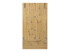 Roupeiro preto e madeira com 5 ganchos, espelho, 2 portas, um cabide escondido e uma prateleira 100x38x191cm