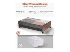 Sacos de Armazenamento SucceBuy sob a Cama com Rodinhas Traváveis, Organizador de Sapatos sob a Cama 2 Peças de 65 x 46 x 18 cm, Caixa de Armazenamento