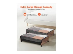 Sacos de Armazenamento SucceBuy sob a Cama com Rodinhas Traváveis, Organizador de Sapatos sob a Cama 2 Peças de 65 x 46 x 18 cm, Caixa de Armazenamento