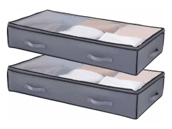 Sacos de Armazenamento SucceBuy sob a Cama 4 Peças 90 L, Organizador de Sapatos sob a Cama com Tampas Transparentes, Caixa de Armazenamento para Roupas