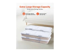Sacos de Armazenamento SucceBuy sob a Cama com Rodinhas, Organizador de Sapatos sob a Cama 80,5x39,6x17,5 cm, Caixa de Armazenamento com Tampa