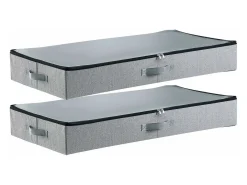 Sacos de Armazenamento SucceBuy sob a Cama 2 Peças 45 L, Organizador de Sapatos sob a Cama com Tampas Transparentes, Caixa de Armazenamento para Roupas