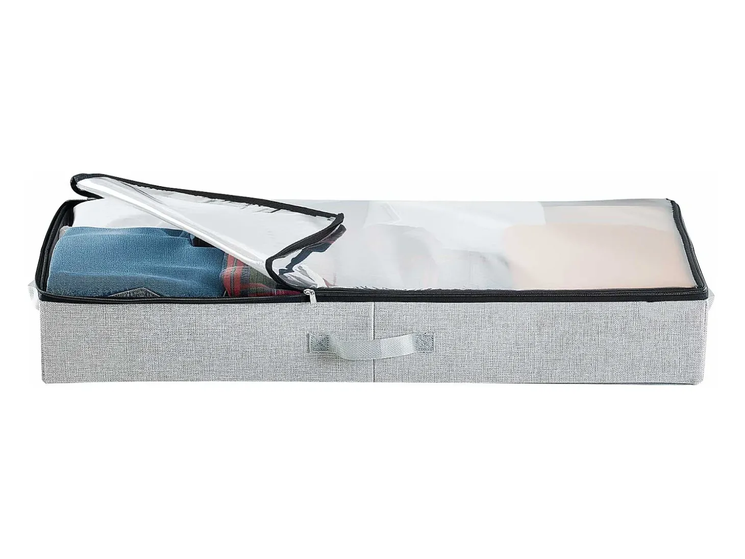 Sacos de Armazenamento SucceBuy sob a Cama 2 Peças 45 L, Organizador de Sapatos sob a Cama com Tampas Transparentes, Caixa de Armazenamento para Roupas