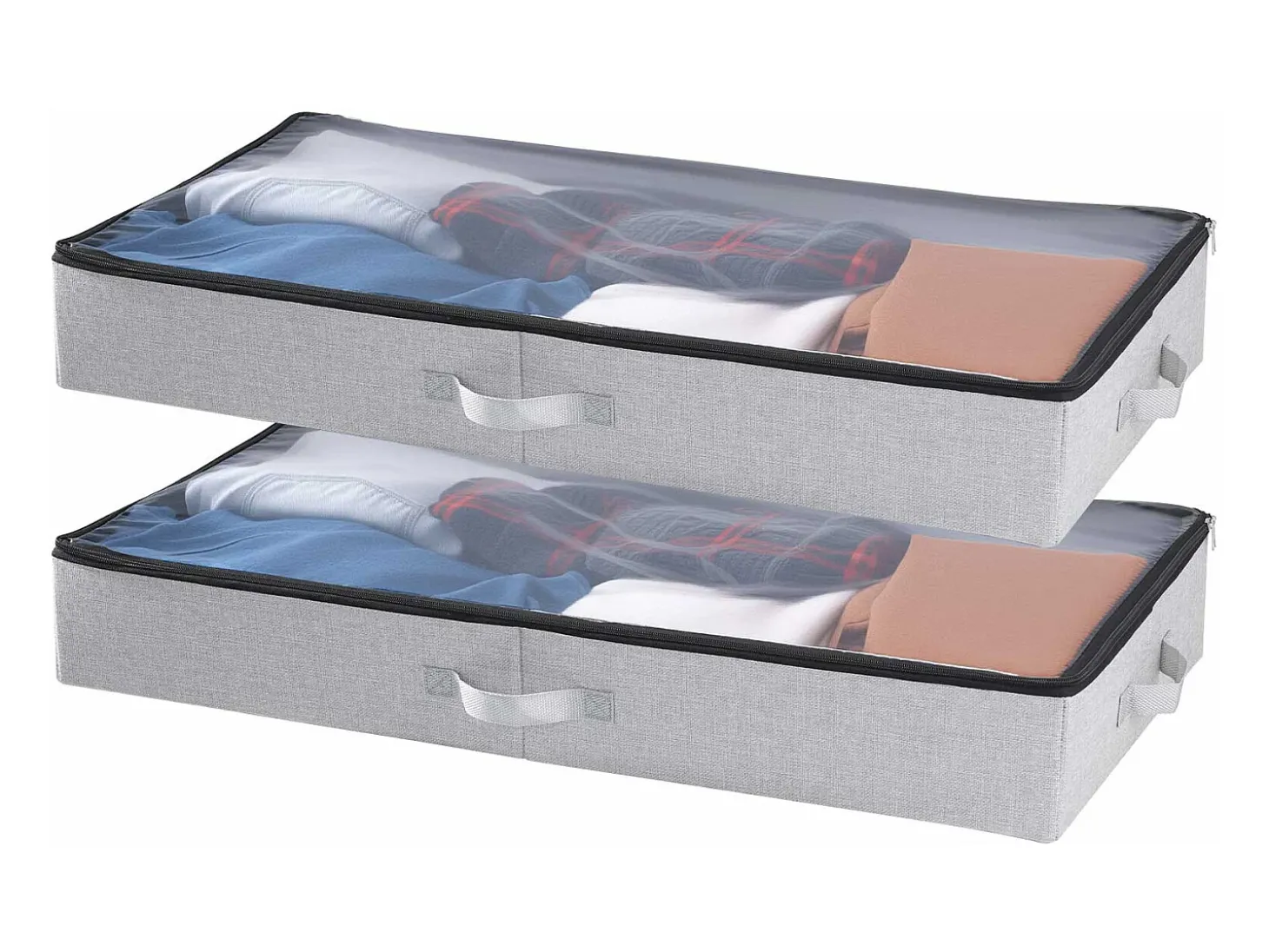 Sacos de Armazenamento SucceBuy sob a Cama 2 Peças 45 L, Organizador de Sapatos sob a Cama com Tampas Transparentes, Caixa de Armazenamento para Roupas