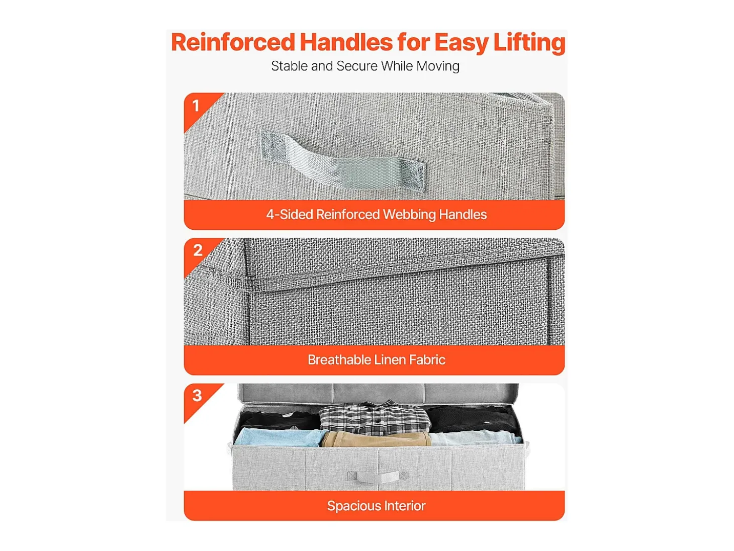 Sacos de Armazenamento SucceBuy sob a Cama 2 Peças de 48 L, Organizador de Sapatos sob a Cama de 80,5x40,5x15,5 cm, Caixa de Armazenamento para Roupas