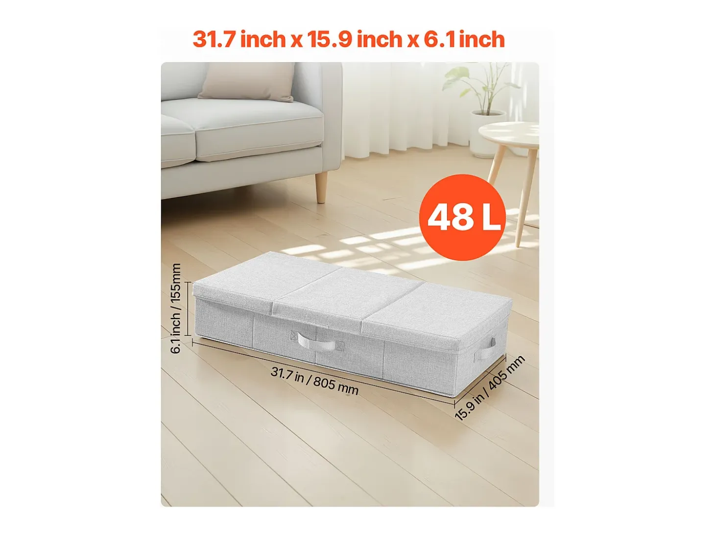 Sacos de Armazenamento SucceBuy sob a Cama 2 Peças de 48 L, Organizador de Sapatos sob a Cama de 80,5x40,5x15,5 cm, Caixa de Armazenamento para Roupas
