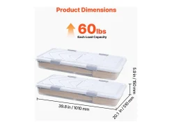 Sacos de Armazenamento SucceBuy sob a Cama com Rodinhas, Organizador de Sapatos sob a Cama de 101x51x15 cm, Caixa de Armazenamento com Tampa