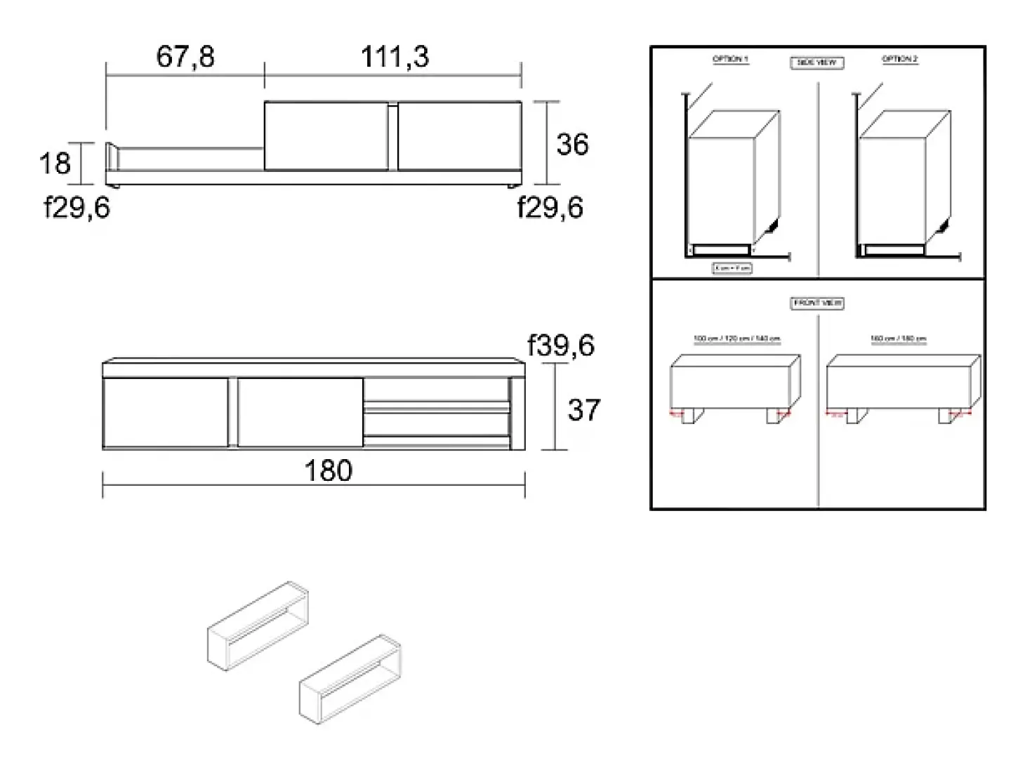 Sala de estar IDEM - Conjunto de móveis - Branco/Preto 200x40x180cm