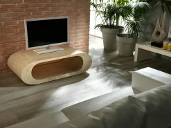 Sandu - Mesa de centro (120 x 62 x 35h) em pedra fóssil bege