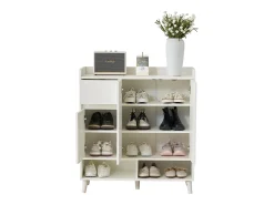 Sapateira - 7 compartimentos e 1 gaveta - com prateleiras reguláveis ​​​​- Branco