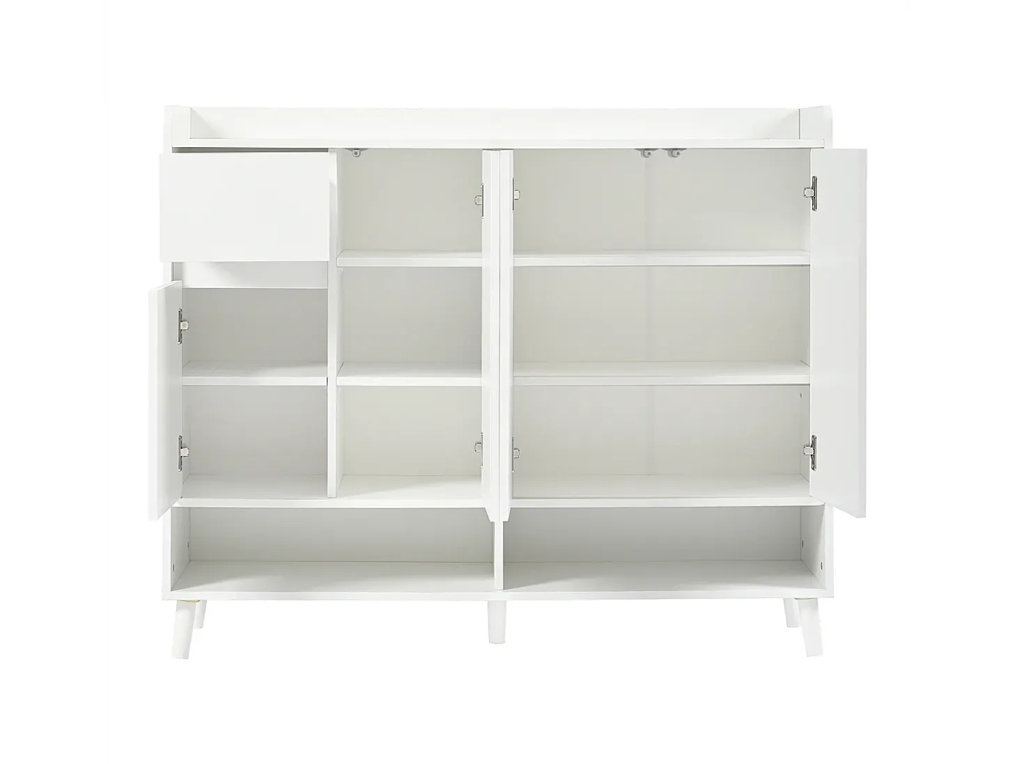 Sapateira - 120 x 35 x 99 cm - com 4 portas e 1 gaveta + prateleira ajustável - amplo espaço de armazenamento - aglomerado - branco