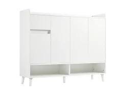 Sapateira - 120 x 35 x 99 cm - com 4 portas e 1 gaveta + prateleira ajustável - amplo espaço de armazenamento - aglomerado - branco