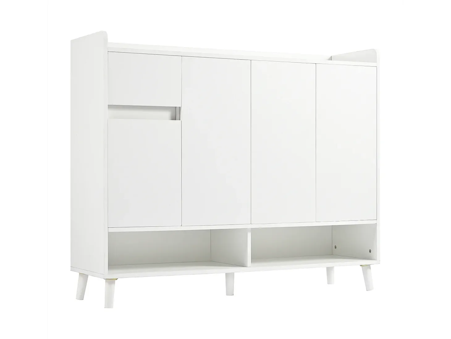 Sapateira - 120 x 35 x 99 cm - com 4 portas e 1 gaveta + prateleira ajustável - amplo espaço de armazenamento - aglomerado - branco