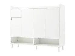 Sapateira - 120 x 35 x 99 cm - com 4 portas e 1 gaveta + prateleira ajustável - amplo espaço de armazenamento - aglomerado - branco