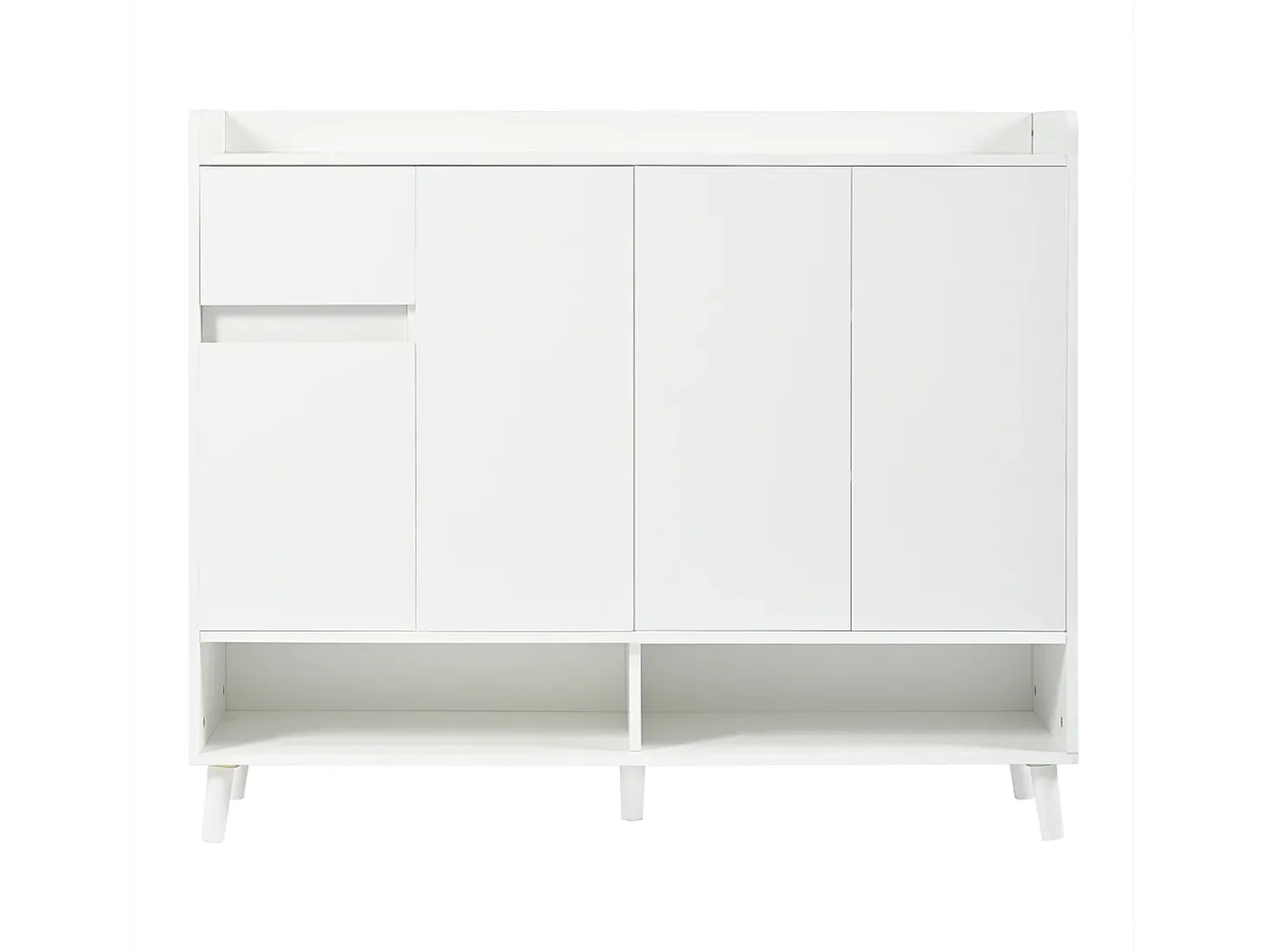 Sapateira - 120 x 35 x 99 cm - com 4 portas e 1 gaveta + prateleira ajustável - amplo espaço de armazenamento - aglomerado - branco