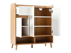 Sapateira - 90 x 35 x 99 cm - com prateleiras reguláveis ​​+ 1 gaveta + 3 portas - aglomerado - branco