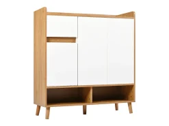 Sapateira - 90 x 35 x 99 cm - com prateleiras reguláveis ​​+ 1 gaveta + 3 portas - aglomerado - branco