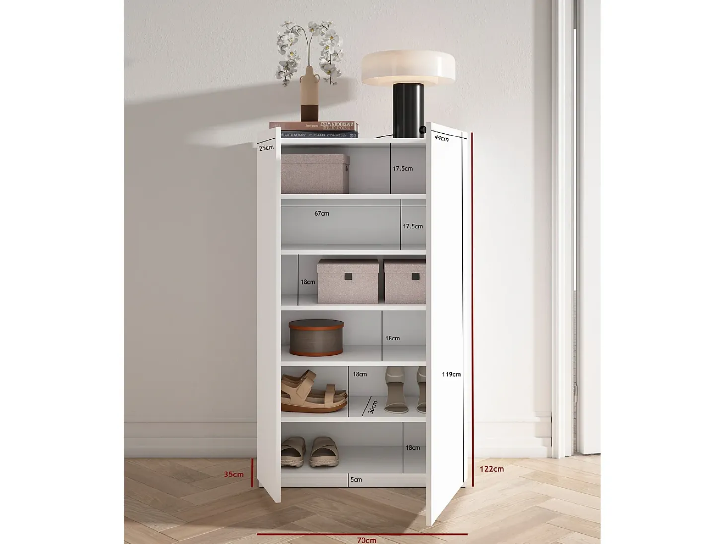 Sapateira - A122cm x L70cm x P35cm branca - Akra