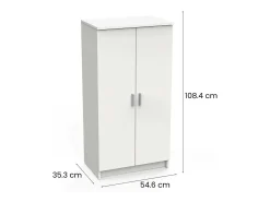 Sapateira 0, Armário multifuncional, Armário de arrumação com prateleiras, Sapateira com duas portas e 6 prateleiras, 55x36h108 cm, Branco