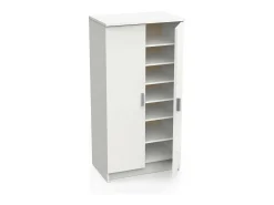 Sapateira 0, Armário multifuncional, Armário de arrumação com prateleiras, Sapateira com duas portas e 6 prateleiras, 55x36h108 cm, Branco