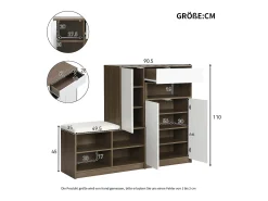 Sapateira + conjunto de sapateira com almofada - 140 x 35 x 110 cm - Aglomerado - Branco