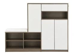 Sapateira + conjunto de sapateira com almofada - 140 x 35 x 110 cm - Aglomerado - Branco