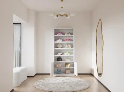 Sapateira 5 nichos e 2 portas com LEDs MDF branco - DOLMINA