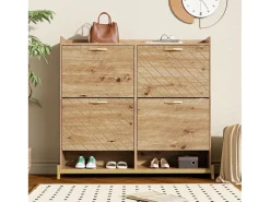 Sapateira 4 portas - 108,5 x 24 x 100 cm - para entrada e corredor - MDF - natural