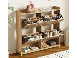Sapateira 4 portas - 108,5 x 24 x 100 cm - para entrada e corredor - MDF - natural