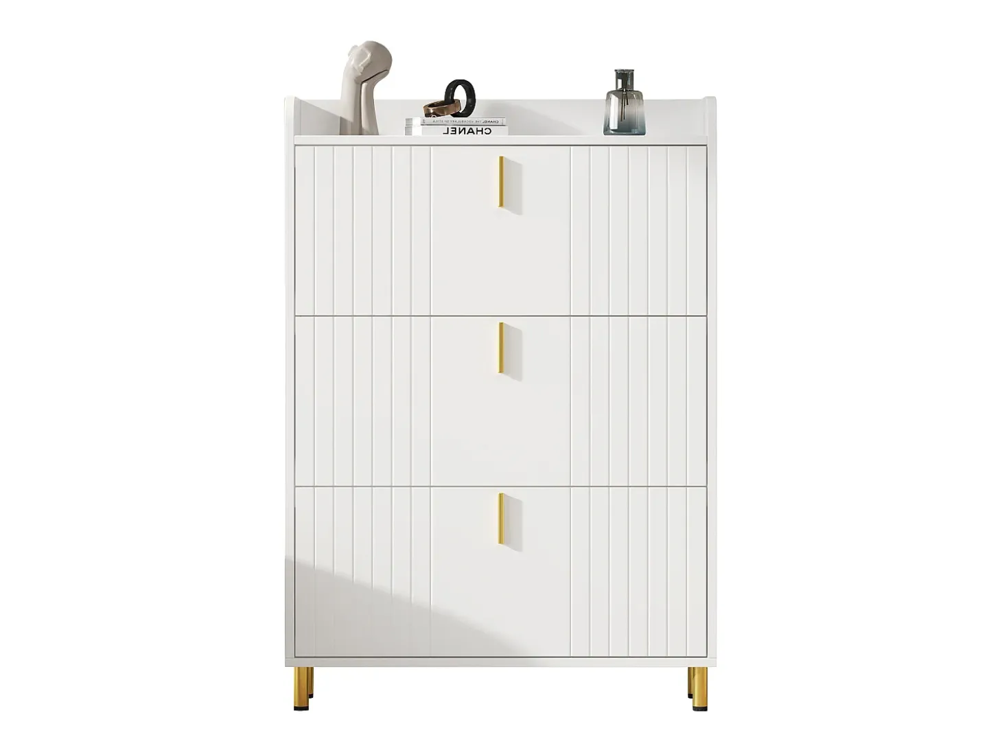 Sapateira 3 portas - 80 x 23 x 123,5 cm - prateleira regulável com 6 compartimentos - MDF - branco