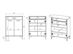 Sapateira 2 portas 1 gaveta Liora madeira 94cm