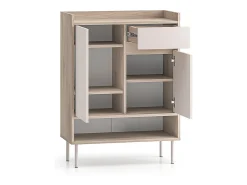 Sapateira 2 portas 1 gaveta Alos caxemira e madeira 95cm