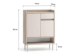Sapateira 2 portas 1 gaveta Alos caxemira e madeira 95cm