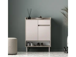 Sapateira 2 portas 1 gaveta Alos caxemira e madeira 95cm