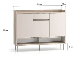 Sapateira 3 portas 1 gaveta Alos caxemira e madeira 95cm