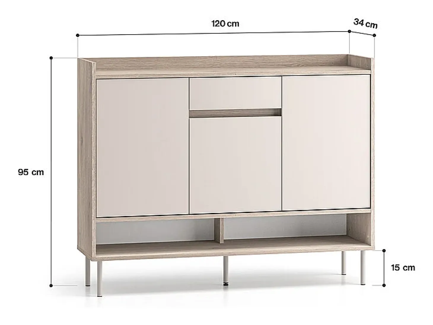 Sapateira 3 portas 1 gaveta Alos caxemira e madeira 95cm